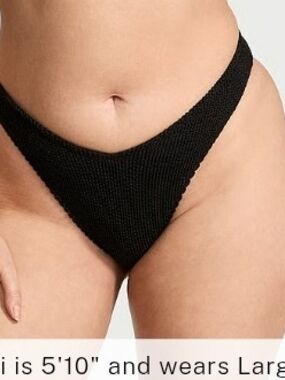 Victoria's Secret Black Crinkle Brazilian High-Cut Bikini Bottom S